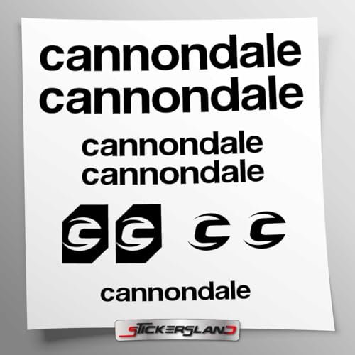 Aufkleber-Set kompatibel mit Rahmen MTB Mountainbike und Helm | Decals Aufkleber für Fahrräder mit Logos | Stickersland® – Cannondal (schwarz glänzend)