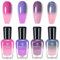 Color Changing Nail Polish - 4 Colors Temperature Colour Change Quick Drying Nail Varnish Set - Pink Purple Series Mood Chameleon Long Lasting Glossy Nail Polish Set - No Need Cured