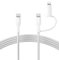 Belkin cable de carga 2 en 1 con conectores USB-C y Lightning, cable trenzado, carga rápida, USB tipo C a USB tipo C y Lightning, combinado multicarga para Apple iPhone, iPad, Samsung y otros, blanco