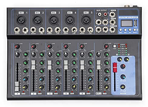Audio Mischpult Konsole Verstärker Studio Mixer Live Mixer Bluetooth für Familienfeiern Karaoke DJ Veranstaltungen USB 7Kanal