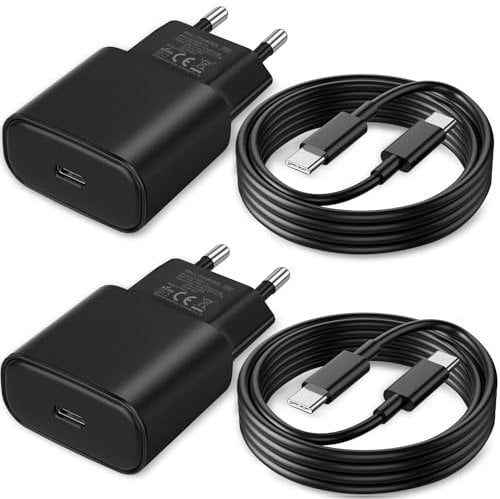 25W USB C Ladegerät Ladekabel für Samsung Galaxy S25 S24 S23 S22 S21 Ultra S20fe A56 A55 A54 A53 A52 A51 A50 A33 A22 A16 A13/Tablet,2Pack 2M Schnellladekabel mit Schnellladegerät Fast Charger Netzteil