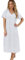 Marlon Linzi Chemise de nuit longue en jersey doux avec boutons pour femme, Bleu récolte, 52-54