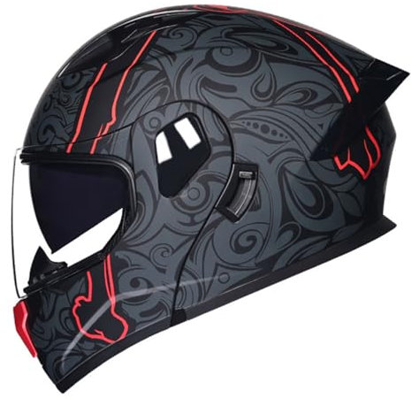 Motorradhelm Klapphelm Rollerhelm ECEDOT Zertifiziert Integralhelme Motorrad Schutzhelm Mit Doppelvisier Modulare Helm Flip Vollvisierhelm Für Erwachsene Frauen Männer 2,M:57-58CM