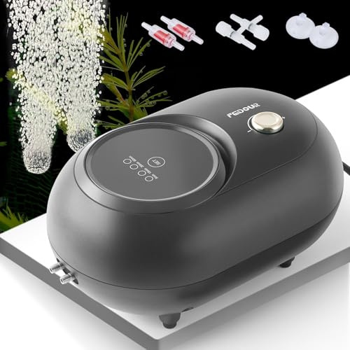 FEDOUR 2.5W 4W 6W Aquarium Air Pump, Powerful Adjustable Fish Tank Oxygen Pump for up to 1200Litres Fish and Turtle Tank, Quiet Aquarium Air Bubbler