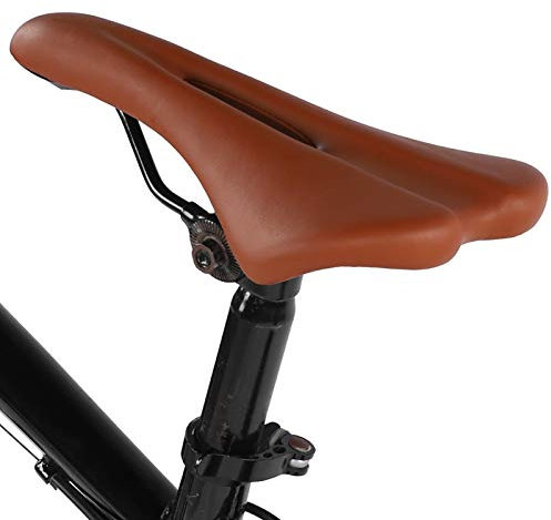 Bike Seat, Leather Bicycle Saddle Comfortable Bike Saddle Universal Bicycle Seat Cushion for Indoor Outdoor Cycling (Brown)