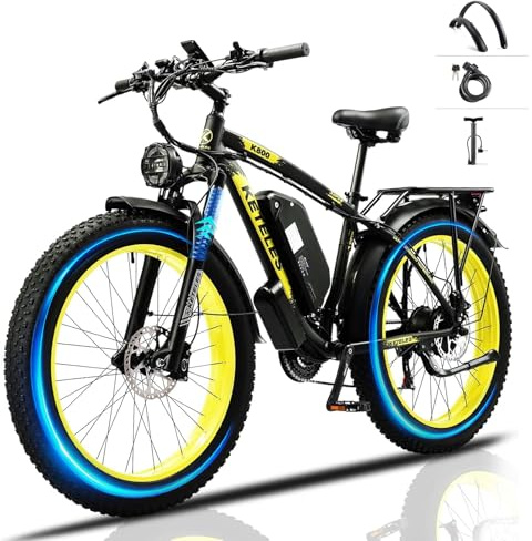 JESRIDER 26x4 Electric Mountain Bike for Adults, Fat Tire E Bike with 48V 20AH Battery, 21-Speed Front Suspension Ebikes, Dual Hydraulic Disc Brakes Electric Bicycle for Commute & Off Road