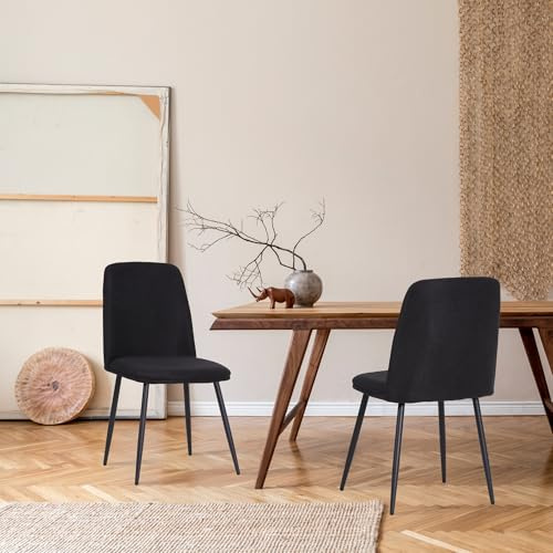 ALBATROS Esszimmerstuhl BONO - 2er Set Schwarz, Küchenstuhl im Retro Look – ergonomisch & gepolstert – Samtbezug & Metallbeine – bequem & pflegeleicht – Esszimmer, Wohnzimmer