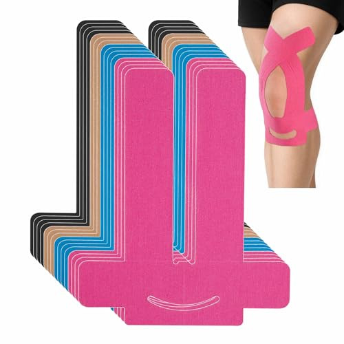 16 Stück Kinesiotapes Knie, Wasserfestes Kinesiotape, Knie Tape Sport für Knee Schmerzlinderung, Atmungsaktiv, Wasserdicht, Hautfreundlich, Knie Tape Vorgeschnitten für Sport, Fitness, Laufen