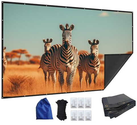 Écran de Projection Pliable 60-300 Pouces, 16:9 Écran Videoprojecteur Portable avec Dos Noir pour Home Cinéma, Extérieur, Intérieur, Bureau(300in)