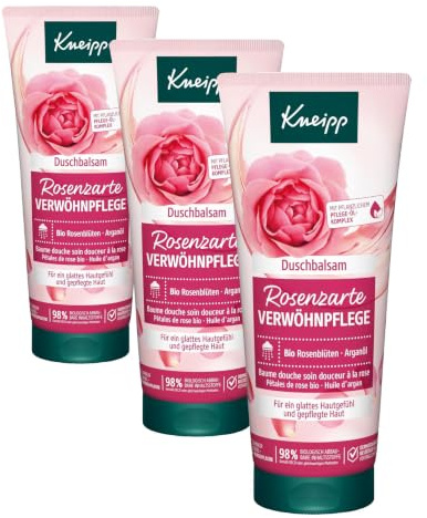 Kneipp Duschbalsam Rosenzarte Verwöhnpflege - Duschgel mit hochwertigem Extrakt aus Bio Rosenblüten & einem pflegenden Öl-Komplex schenkt ein glattes Hautgefühl und pflegt die Haut - 200ml
