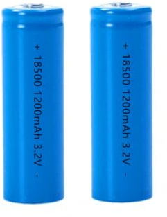 Batteries, 18500 3.7V Li-ion 1200mAh Button top,2pcs