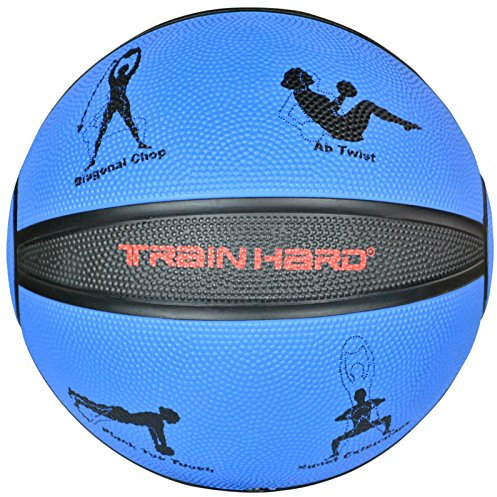 Train Hard Medizinball Gewichtsball 1kg 2kg 3kg 4kg 5kg 6 kg 7kg 8kg 9kg 10kg 12kg aus hochwertigem Gummi, rutschfest, Studioqualität, optional: Medizinbälle Ständer für 10 Bälle (6 kg)