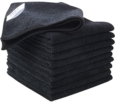 KinHwa Mikrofasertücher Haushalts handtücher Super saugfähig Geschirrtücher Mehrzweck 30cm x 30cm (Schwarz 10, 30 x 30 cm)