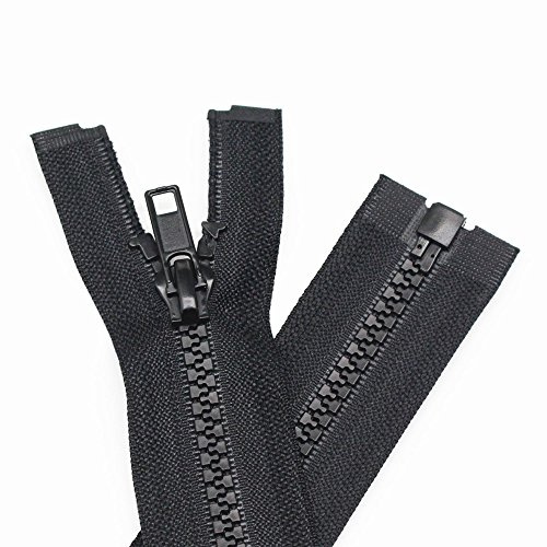 YaHoGa 2 Stück 80 cm #5 Reißverschluss Kunststoff 5mm teilbar Schwarz (RZ) | Reissverschluss Reißverschluss für Jacken Mäntel Nähen