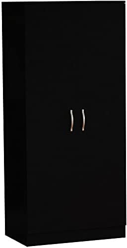 Vida Designs Riano Wardrobe, With Shelf & Hanging Rail Bedroom Storage Furniture (Black, 2 Door)