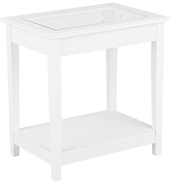 Beistelltisch in Weiß mit Tischplatte aus Sicherheitsglas moderner Couchtisch Attu