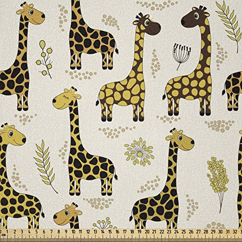 ABAKUHAUS Giraffe Stoff als Meterware, Fröhliche Kinder Tiere, Microfaser Multi Zweck Dekostoff für Kunsthandwerke, 3M (230x300cm), Mehrfarbig