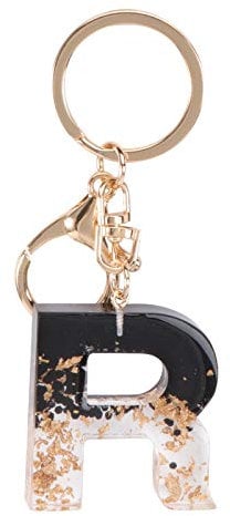 STOBOK 1 Pc Keychain Pendant English Alphabet Design Tassel Large Alphabet Letter Keyring Charm Key Chain for Women (Black R)