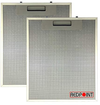 REDPOINT® Set mit 2 Filtern aus Aluminium für Dunstabzugshauben mm 253 x 300 x 8 - Anpassbar: FABER 1330018480 / 133.0018.480