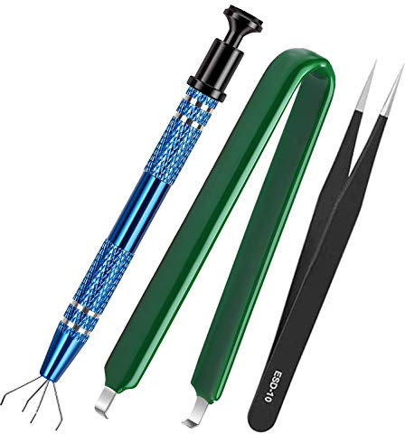 Youmile - Herramienta de recogida de 4 garras, extractores de chips IC de acero inoxidable para piezas pequeñas, componentes electrónicos con pinzas antiestáticas, extractor de chips IC, pinzas