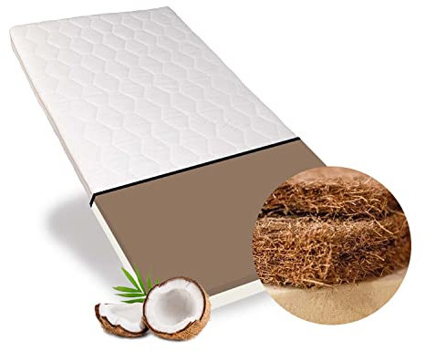 Alcube Babymatratze Kindermatratze ECO aus Kokos und Kaltschaum/Atmungsaktive Kokos-Matratze für Babybett oder Kinderbett (Weiß - ohne Trittkante, 80 x 180 cm)