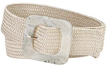 Allegra K Damen Vierkantschnalle verstellbar Taillengürtel Geflochtene Gürtel für Kleid Beige 60-75cm/23.62-29.53