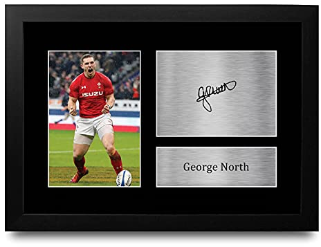 HWC Trading FR A4 George North Wales Gifts Printed Signed Autograph Picture for Rugby Union Fans - A4 Framed