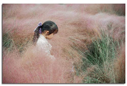 Girl Child Childhood Grass Flowers Meadow Poster Leinwand Drucke Wandkunst für Zuhause 1 Paneel Dekorationen ungerahmt %! (Float64=4e+01) x%! (Float64=2e+01)
