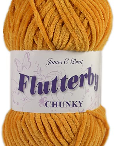 James C Brett Flutterby Chunky 100g Knitting Yarn - B51 Mustard Yellow