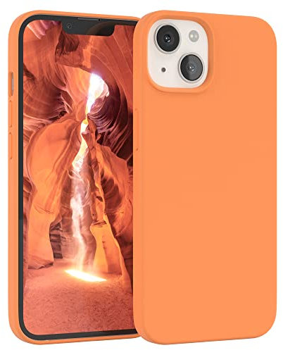 EAZY CASE Premium Silikon Handyhülle kompatibel mit iPhone 13 Slimcover mit Kameraschutz und Innenfutter, Silikonhülle, Schutzhülle, Bumper, Handy Case, Hülle, Softcase, Hell Orange