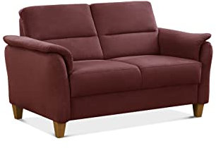 CAVADORE 2er-Sofa Palera mit Federkern / Kompakte Zweisitzer-Couch im Landhaus-Stil / passender Sessel und Hocker optional / 149 x 89 x 89 / Mikrofaser, Rot