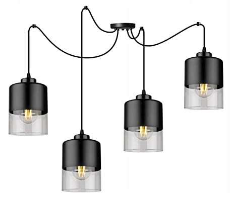 Light-Home Rome Spider Hängelampe - Hängeleuchte in Spinnenform - Deckenlampe für Wohnzimmer Schlafzimmer und Esszimmer – Spinne Lampe mit 4 Kopf - Pendelleuchte aus Metall und Glas - E27