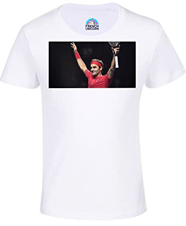 T-Shirt für Kinder, Unisex, Roger Federer Gewinner Tennis Superstar Sport, weiß, für 4-Jährige