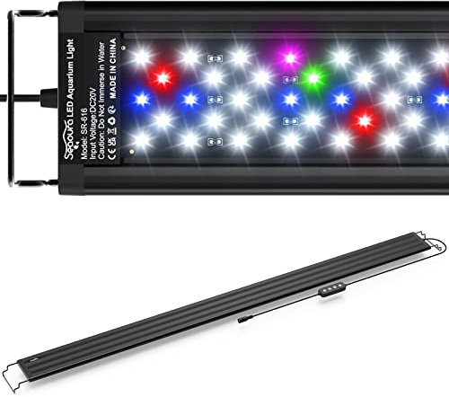 SEAOURA Aquarium LED Beleuchtung, Vollspektrum Aquarium Licht mit Timer Auto Ein/Aus, 10 Helligkeitsstufen Dimmbar, 3 Licht Modus für 118-137CM Süßwasser Aquarium, 36W
