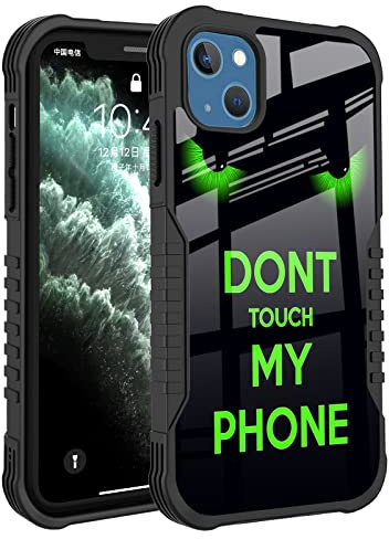 FJyuanqi Handyhülle kompatibel mit iPhone 13/14 – Stoßfeste, rutschfeste Schutzhülle mit lustigem „Don‘t Touch My Phone“-Design für Damen und Herren – Harte PC-Rückseite & weiches TPU-Rahmenmaterial