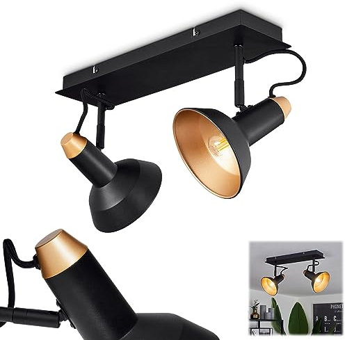Deckenleuchte Vouzy, Deckenlampe aus Metall in Schwarz/Bronze, im Modernen Design, 2-flammig, E14-Fassung, Schirme sind drehbar, ohne Leuchtmittel