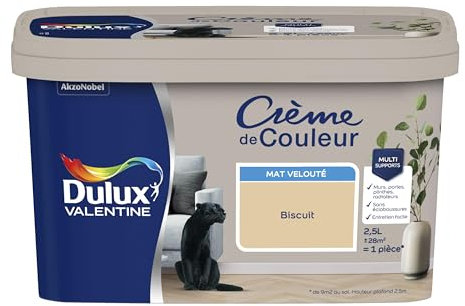 Dulux Valentine Crème de Couleur - Peinture multi-supports intérieure - Mat Biscuit 2,5 L