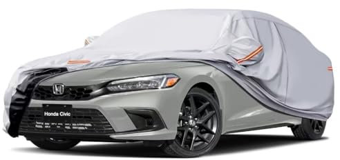 GUNHYI Autoabdeckung Wasserdicht und atmungsaktiv, Abdeckplane Geeignet für Honda Civic, Benz CLA, BMW 2er, Vollgarage Autoplane mit 6 Schichten Material zum Schutz vor Schnee, Sonne.(450 zu 470 cm)
