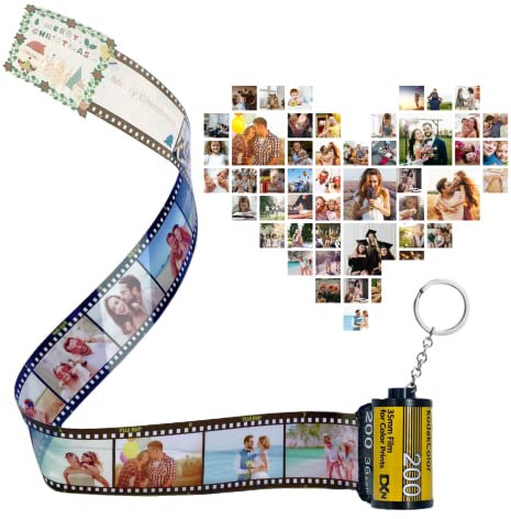 Porte-clés d'album en Rouleau de Film, Porte Clé Personnalisée avec Photo Colorée, Porte-clés Personnalisé avec Photo, Porte-clés en Fouleau de Film, Cadeau Noël Pour Amour Père Mère Enfant Ami