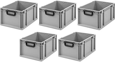 PROREGAL SparSet 5x Eurobox NextGen Portable Duo | HxBxT 22x30x40cm | 20 Liter | Eurobehälter, Transportbox, Transportbehälter, Stapelbehälter