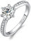 JewelryPalace 1ct Classique Moissanite Bague Taille Rond Solitaire Pierre Argent Massif 925 Femme, Bague Diamant Simulé Fiançailles Mariage Promise Alliance, Ensemble Bijoux Mariee