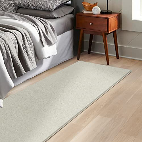 KARAT Bettvorleger Dynasty - edle Velours Bettumrandung - Teppich Läufer für Schlafzimmer Wohnzimmer - Flauschiger Teppichläufer (80 x 160 cm, Creme)