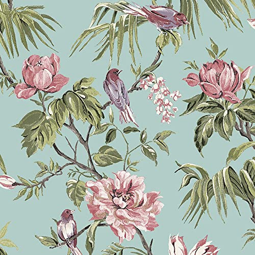 Next Graham & Brown Birds & Bloom Duck Egg Wallpaper 118254 - Paste The Wall