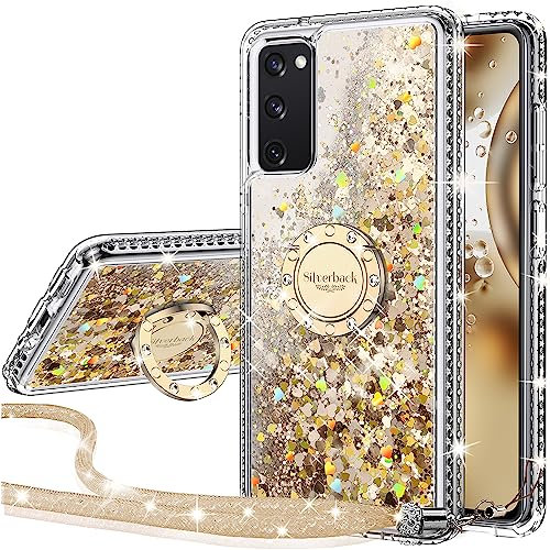 Miss Arts für Galaxy S23 Ultra Hülle, [Silverback] Mädchen Glitzern Handyhülle mit Ringständer, Cover Silikon Clear Schutzhülle für Samsung Galaxy S23 Ultra 5G - Gold