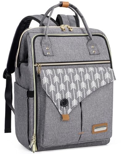 Lekebaby Baby Wickelrucksack Wickeltasche mit Wickelunterlage, Separatem Windelfach und Kinderwagengurten, Multifunktional Große Kapazität Babytasche Reisetasche für Unterwegs (Grau)