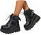 tinbarry Stiefeletten Damen Lackleder Stiefel Gothic Punk Schnürstiefel mit Absatz Plateau Kurzschaft Schnürstiefel Reißverschluss Elegant Ankle Boots Lack Damenschuhe
