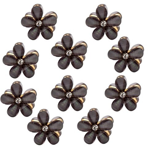PAITOK Ensemble de mini pinces à cheveux en forme de fleur, pinces à cheveux antidérapantes pour filles femmes,quotidien,fête,mariage,accessoires de coiffure (10 pièces, noir)