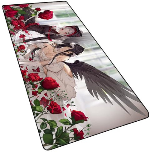 Overlord Albedo Erweitertes XXL-Gaming-Mauspad (89,9 x 40,9 cm), Großes Anime-Mauspad, Rutschfeste Gummiunterseite, Wasserdicht, Desktop-Zubehör, Tastatur-Unterlage für Arbeit, Spiel