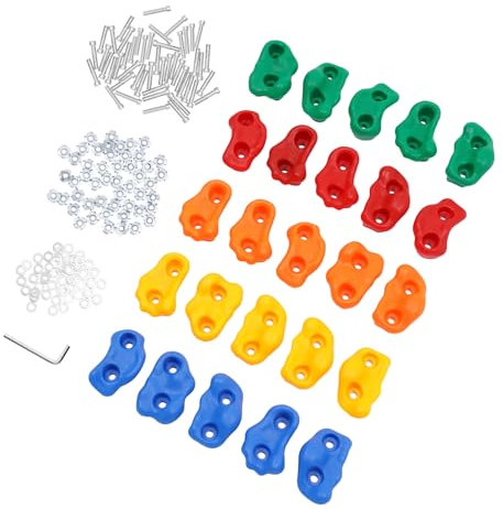 MooBeey 25 Stück Mehrfarbige Kletterwandgriffe Set aus PE mit Befestigungsmaterial, Klettersteine Klettergriffe Bunt für DIY Kletterwand, Bouldergriffe Klettersteine Griff Indoor und Outdoor