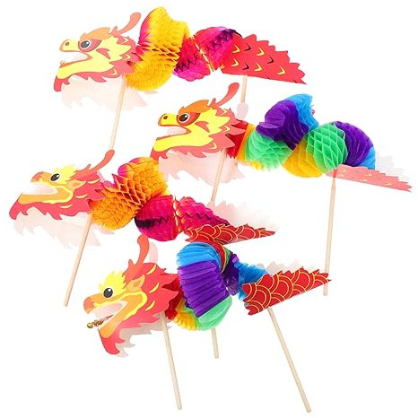 HOOTNEE 4 Sätze handgezeichnete Blumen Frühlingsfest- Dekorationen. Mondneujahrsverzierungen chinese new year chinesisch neujahr Kunsthandwerk Partyzubehör Papierdrache des neuen Jahres